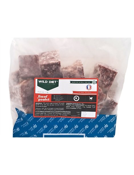 Wild Diet Boeuf/Poulet cubes 1kg (chats)