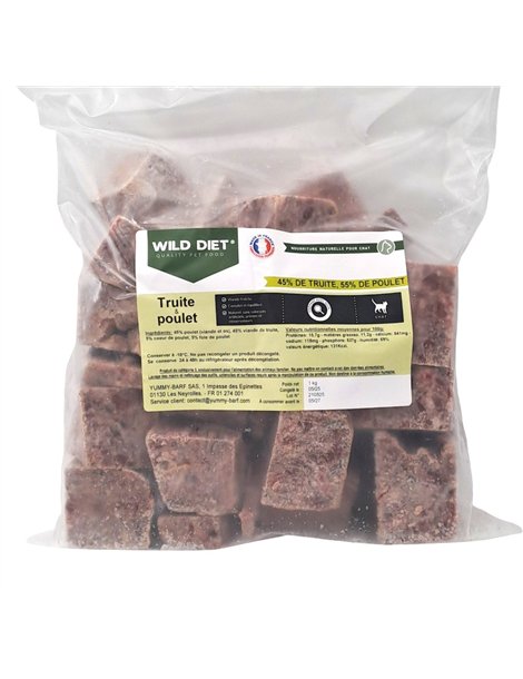 Wild Diet Poulet/Saumon cubes 1kg (chats)