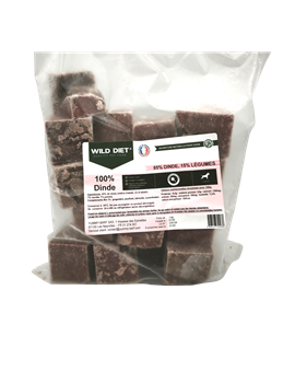 Wild Diet Dinde cubes 1kg (chiens)