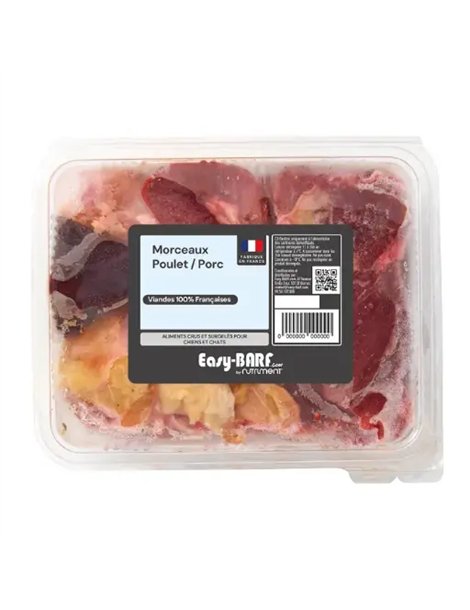 Raw Porc/Poulet Morceaux 800gr