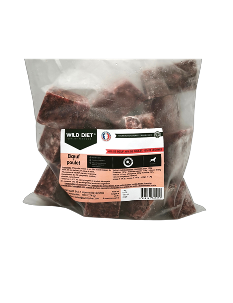 Wild Diet Boeuf/Poulet cubes 1kg (chiens)