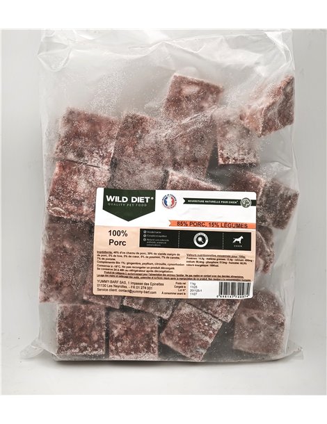 Wild Diet Porc cubes 1kg (chiens)
