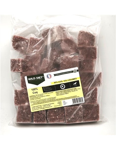 Wild Diet Coq cubes 1kg (chiens)